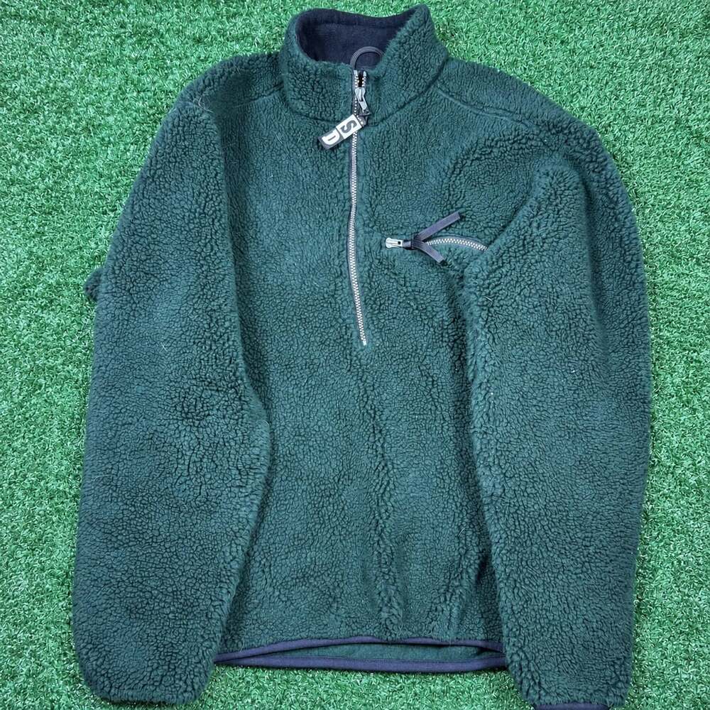 Sierra Designs Fleece Pullover Size M Green Sherpa Half Zip USA Made